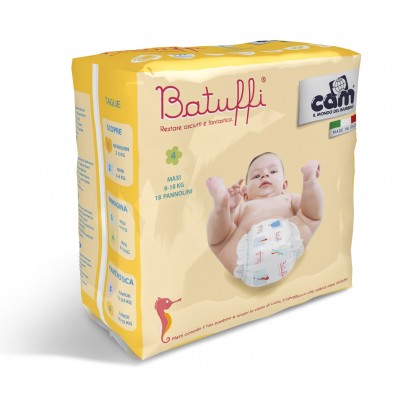 Подгузники Cam  Pannolino Batuffi Maxi 4 – 18 Шт. (8–18Кг) 