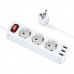 Удлинитель сетевой hoco. NS2 3 розетки ( + 3*USB ) белый