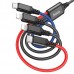 Кабель hoco. X76 4-в-1 (iP+iP+Type-C+Micro) черный/красный/синий