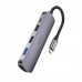 Конвертер hoco. HB27 Type-C (HDTV+USB3.0+USB2.0*2+PD) металлический серый