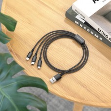 Кабель BOROFONE BX72 3-в-1 (iP+Type-C+Micro) черный