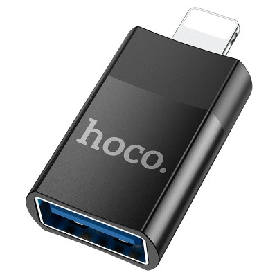 Адаптер HOCO UA17 IP Male - USB female USB2.0, черный